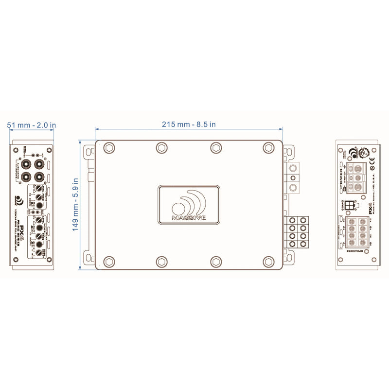 Massive Audio 400 Watts RMS 4-Ohm 4-Channel Class D Amplifier