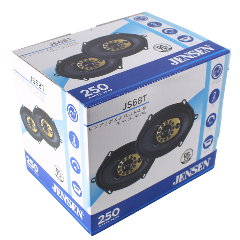 Pair of 5"x7" / 6"x8" Full Range 50 Watt RMS 4-Ohm Jensen JS68T  3-Way Speakers