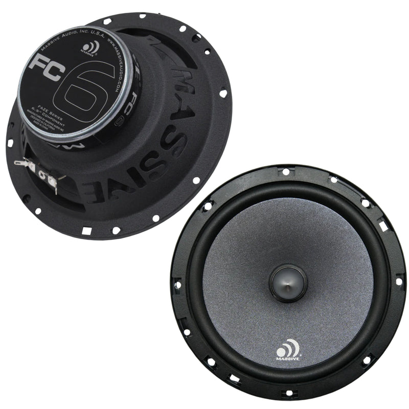 Pair of Massive Audio 6.5" 4-Ohm 150 Watts RMS Component Kit Speakers