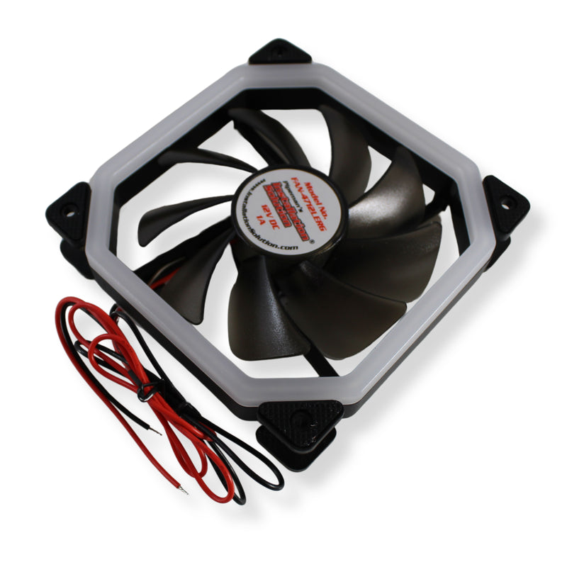 12 Volt Ultra Quiet Electronic / Amplifier Cooling Fan with RGB LED Lights