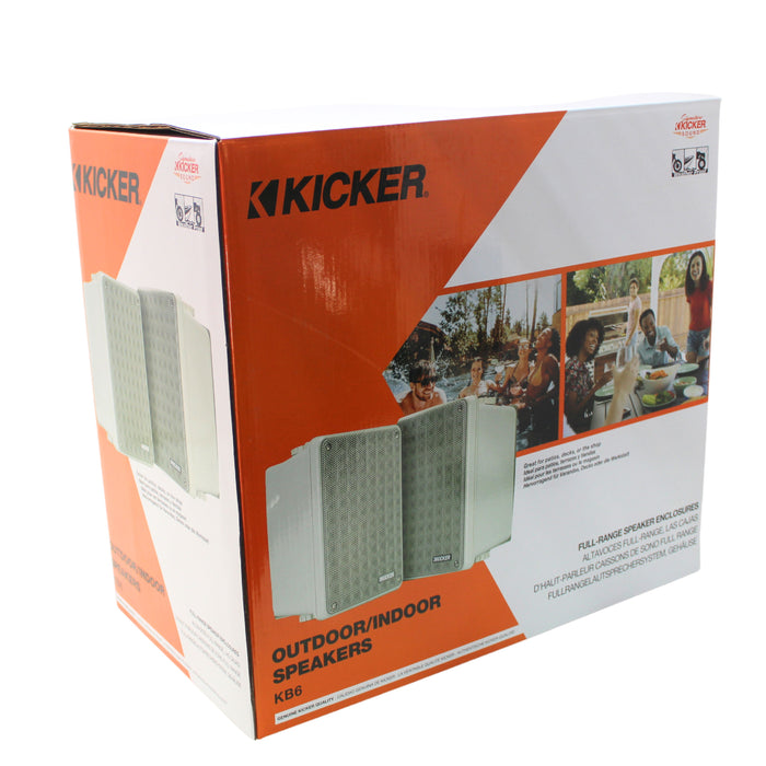 Kicker 2-Way 8 Ohm Full Range Weatherproof Indoor/Outdoor Speaker Pair 46KB6