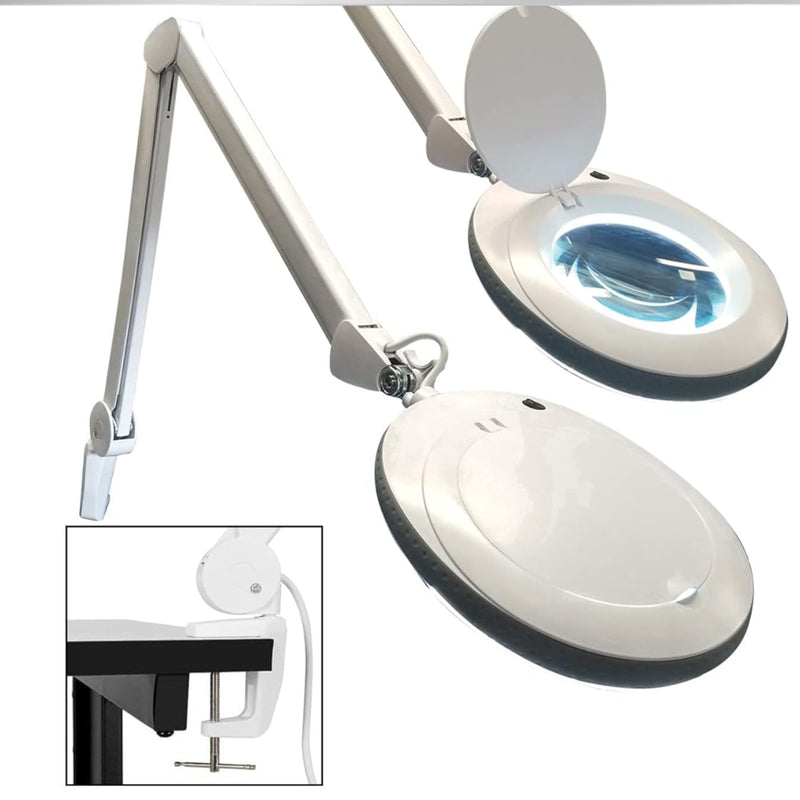 5" Adjustable Arm Magnifier Table Lamp – 760 Lumens, 110-120V