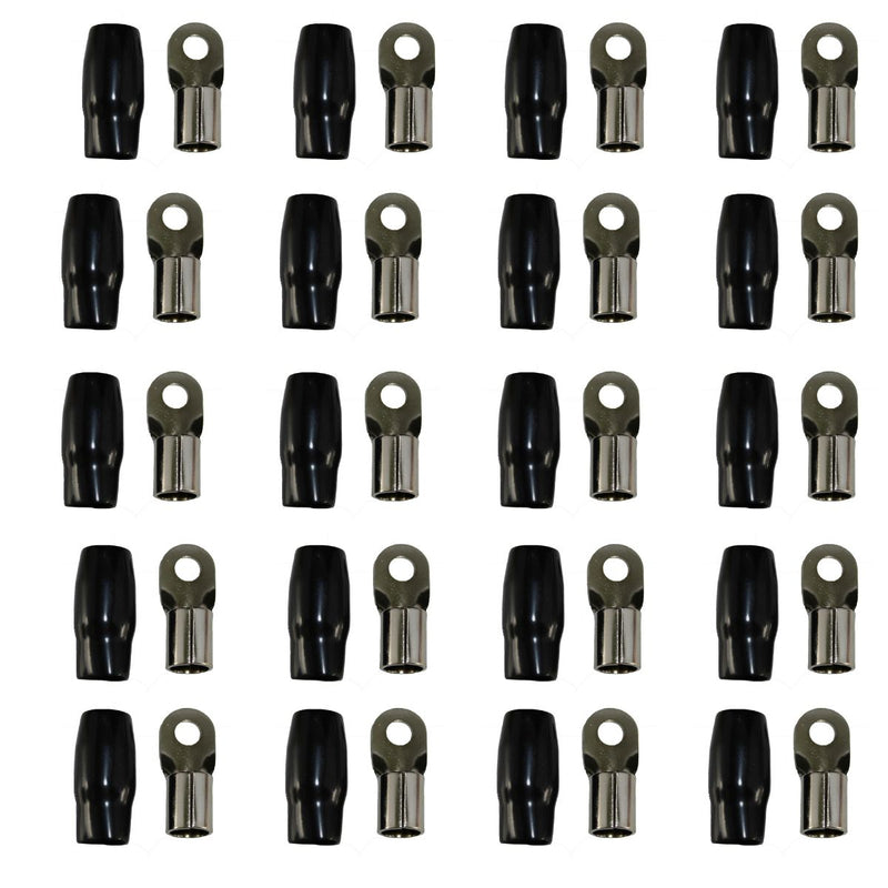 XS Power 20pk, Black 4 AWG 10.5MM Ring Terminals Nickel Plated XS-RT4L-BK