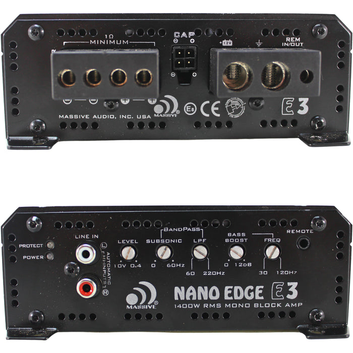 Massive Audio NANO EDGE E3 1400W RMS 1-Ohm Stable Monoblock Amplifier / OPEN BOX