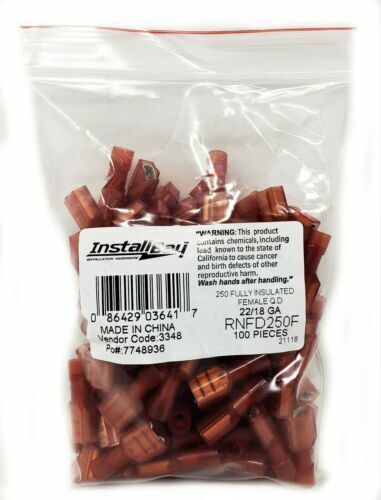 Metra Install Bay RED 22-18AWG Female Insulated Nylon Speaker Connector 100pcs