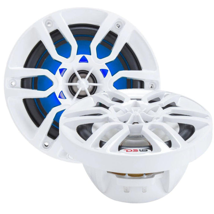 DS18 6.5" 600W 4 Ohm Marine Power Sport RGB LED Speakers Hydro Pair White NXL6