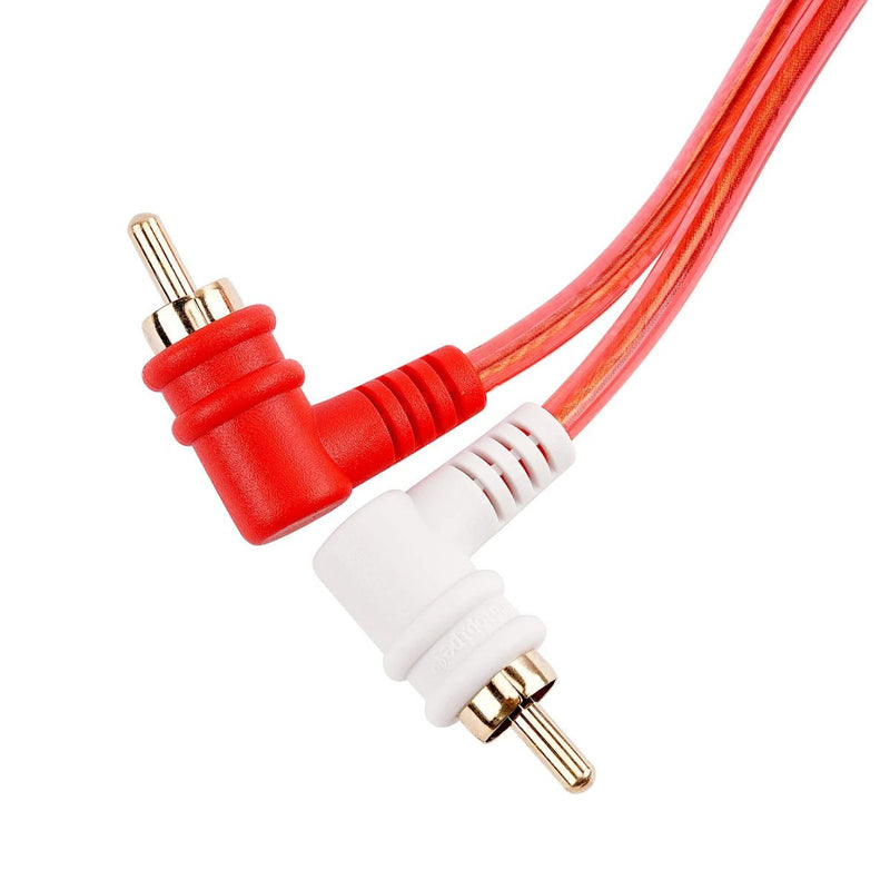 Audiopipe BMV-GRA Right Angle RCA Cables w/ Gold Plated Connectors 1.5-17 Feet