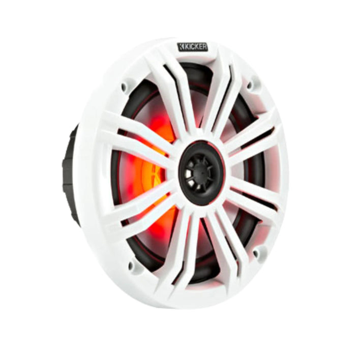 Kicker 6.5" Coaxial Speakers 195W 4 Ohm LED Marine Audio Black White 45KM654L