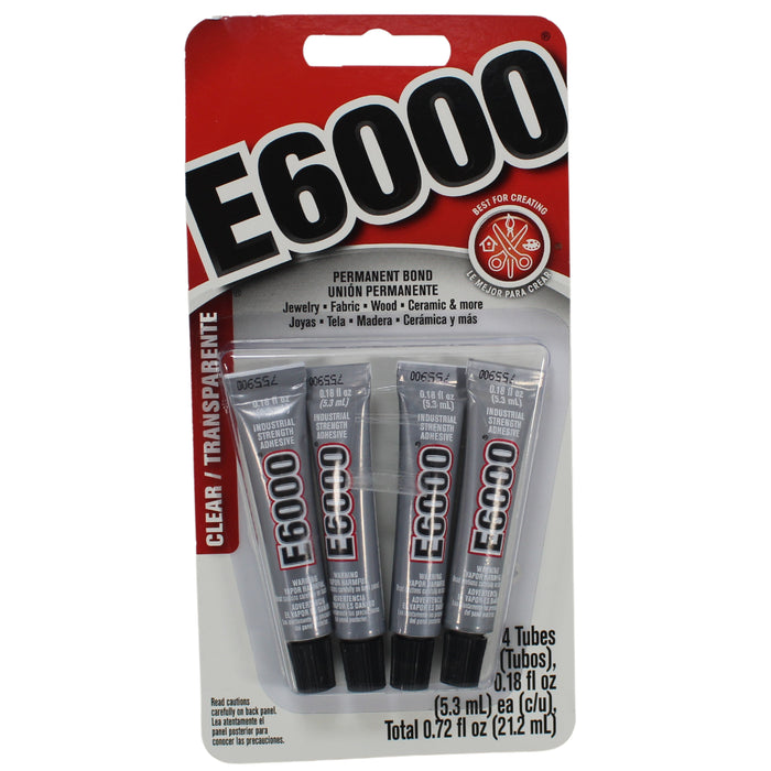 4 x 0.18fl oz E6000 Industrial Strength Clear Self Leveling Waterproof Adhesive