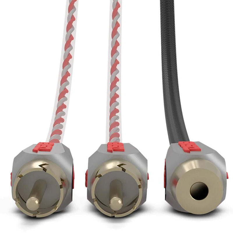 DS18 RCA Audio Y Adapter 1 Female 2 Male Jack Splitter Red HQRCA1F2M