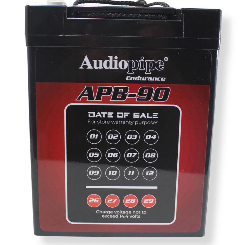 Audiopipe APB-90 12V 2500W 1050Amp AGM Deep Cycle Power Cell Battery 90Ah