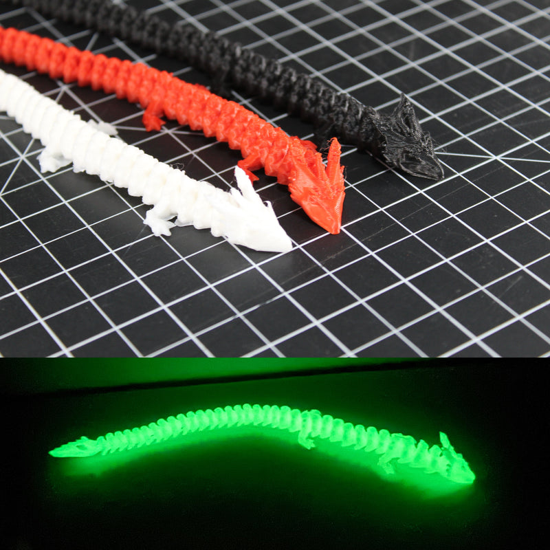 Flexible Crystal Dragon 3D Printed Fidget Toy - 8 Inch Dragon Figurine