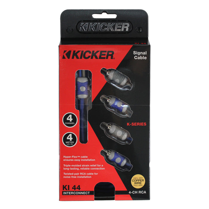 Kicker 4 Channel Silver-Tinned OFC Interconnect Cable (RCA) 13ft / 4m 46KI44
