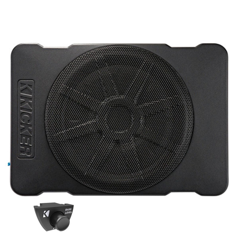 Kicker Hideaway HS10 10" 180W RMS powered sub delivers deep bass in a slim all-aluminum design with FIT+ tech. Easy install for most vehicles. Shop Now.  Front Facing Subwoofer
