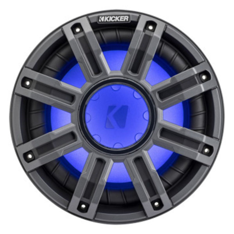 Kicker MWF104 10" Freeair Marine Subwoofer delivers 400W RMS power, waterproof design, and LED lighting with no enclosure needed. Front Facing Subwoofer