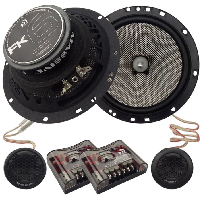 Pair of Massive Audio 6.5" 4-Ohm 80 Watts RMS Component Kit Speakers