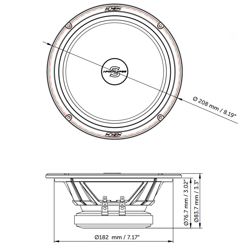 Deaf Bonce 8" 4-Ohm 150W RMS Mid-Range Apocalypse Speaker Pair AP-M80SQL