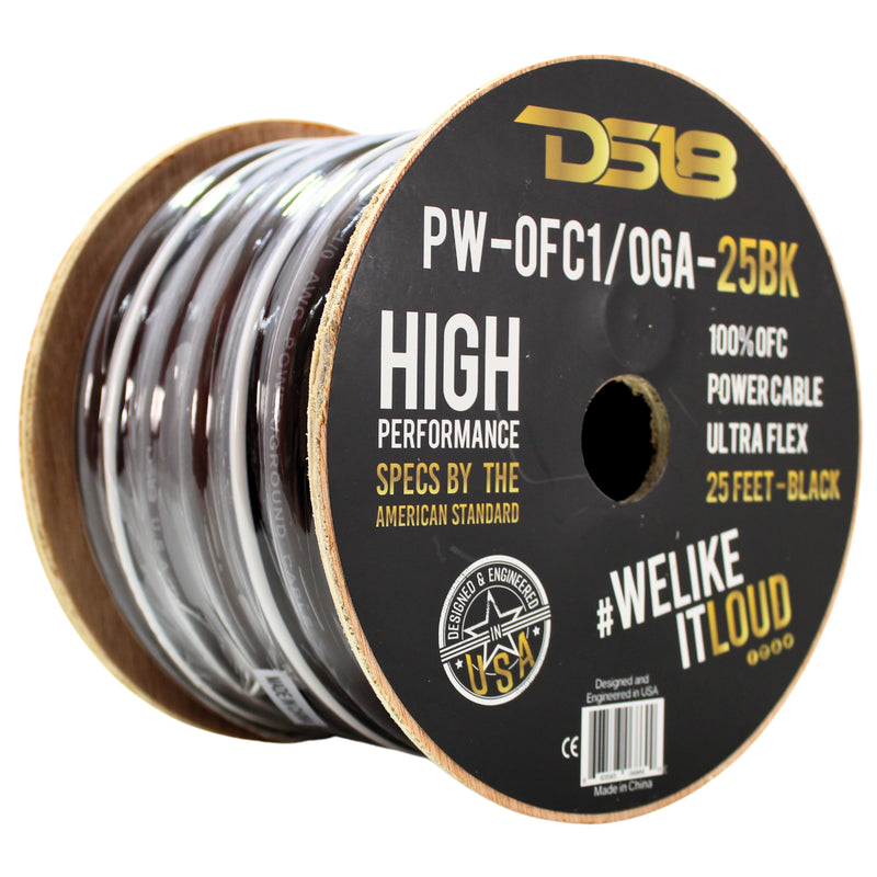 DS18 Ultra Flex 100% OFC 0GA Ground Power Wire Black Lot Cut By The Foot