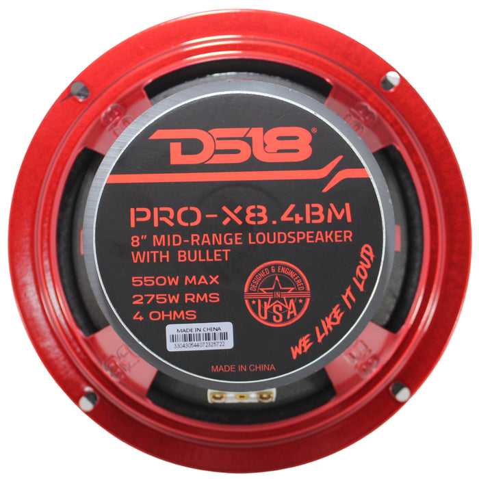 DS18 Car Audio 8" Midrange Loudspeaker with Bullet 4 Ohm 275W RMS PRO-X8.4BM