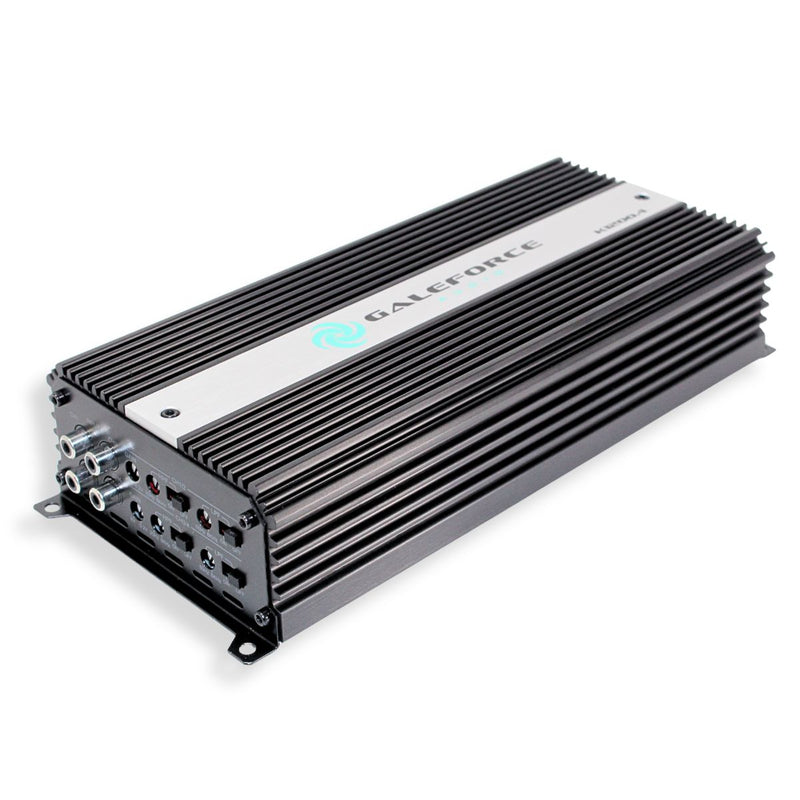 Power your system with the Galeforce Audio K1200.4 4 channel amplifier. Delivers up to 300W RMS per channel with Korean built quality and clean sound. Amplifier Side view