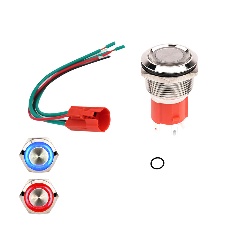 12V Red/Blue LED Compact Momentary Push-Button Switch , 15A, Pipeman’s view of everything included