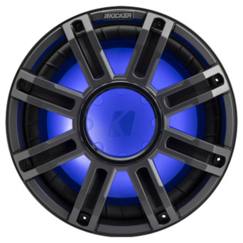 Kicker MWE124 12" Marine Subwoofer delivers 450W RMS power, enclosure-ready bass, waterproof build, and customizable LED lighting. Front Facing Subwoofer 