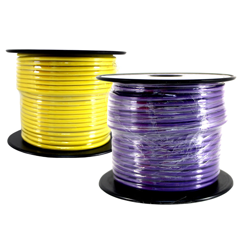 14 GA 100 FT Roll Purple Yellow Stranded Spool of CCA Primary Power Ground  Wire Cable