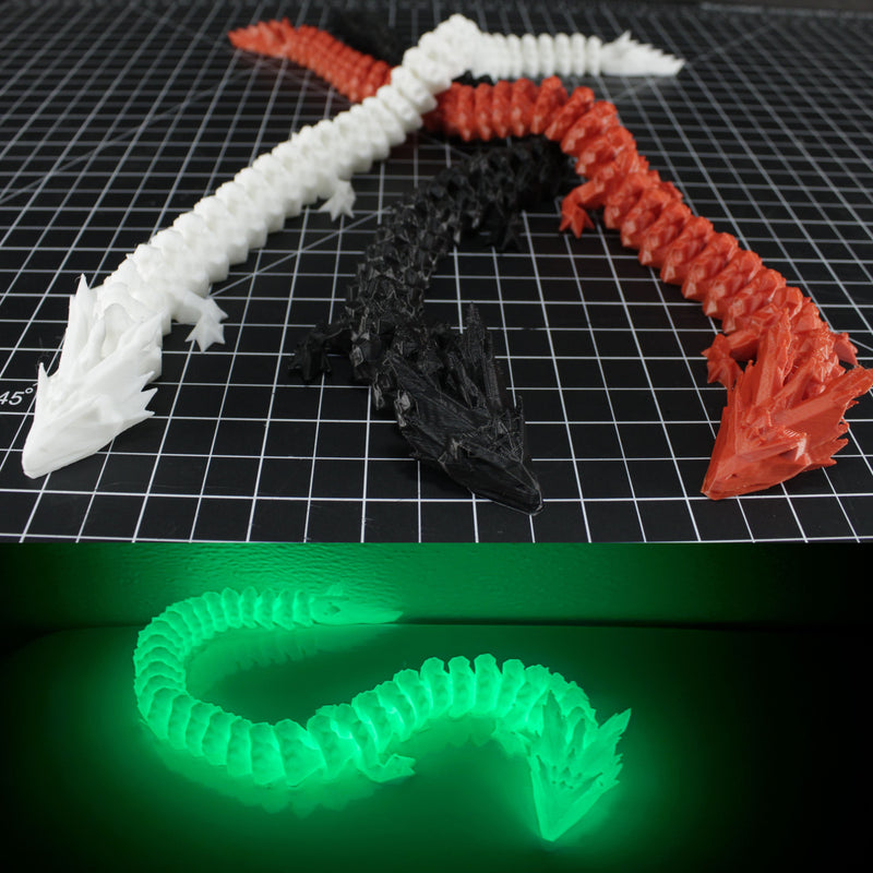 Flexible Crystal Dragon 3D Printed Fidget Toy - 16 Inch Dragon Figurine