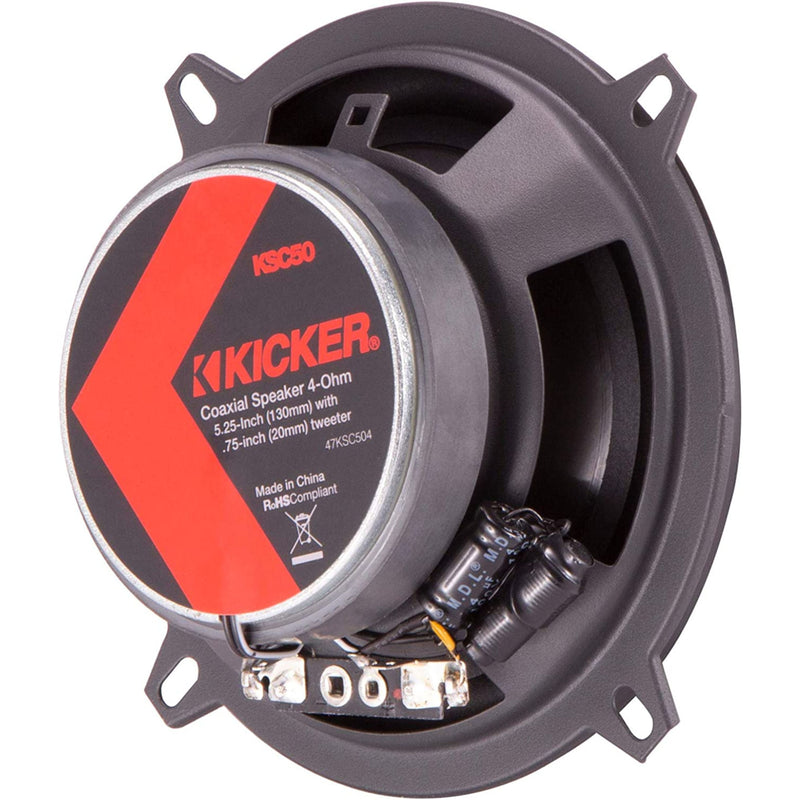Kicker KS-Series 5.25" 4 Ohm Coaxial Midrange Speakers 150 Watt Peak KSC504