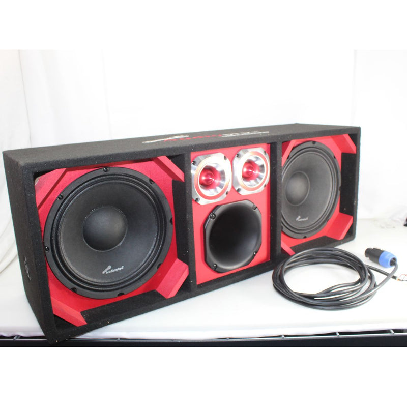 Red Fully Loaded Speaker Box w/ 2x10" Woofers, 6" Driver, 2x4" Tweeters OPEN BOX