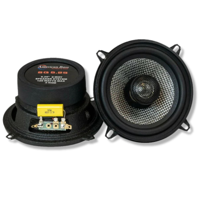American Bass 5.25" 60 Watt RMS 4 Ohm 2-Way Coaxial Speaker System Pair SQ 5.25