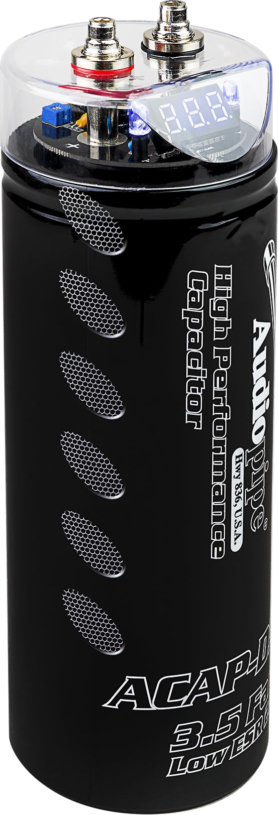 Audiopipe 3.5 Farad Capacitor w/ Digital Display & Status Indicator ACAP-D3500