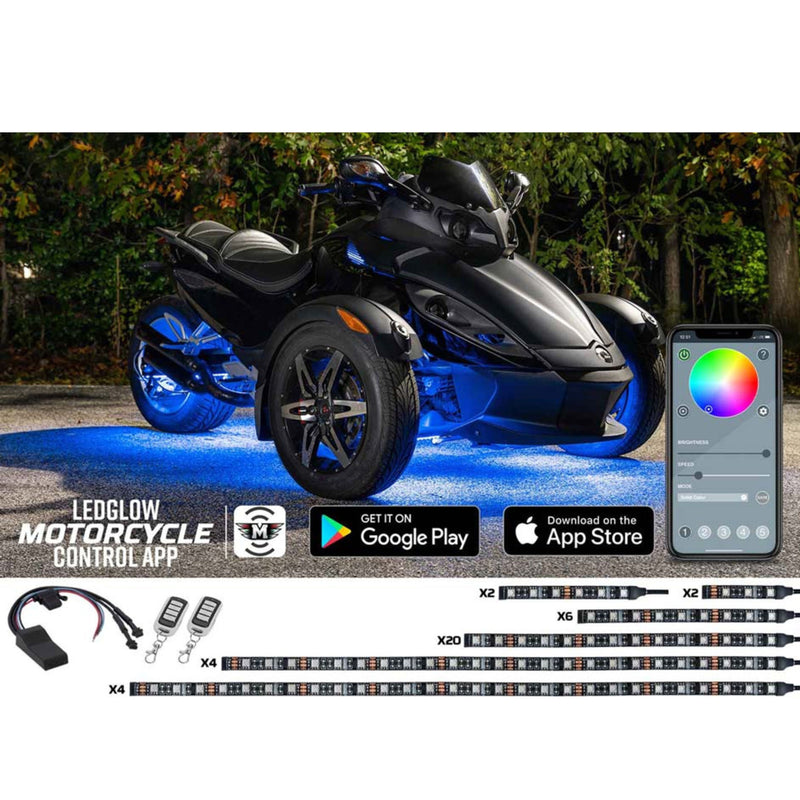 LEDGlow Advanced Million Color Led Lighting Kit For CAN-AM Spyder Bluetooth 38pc