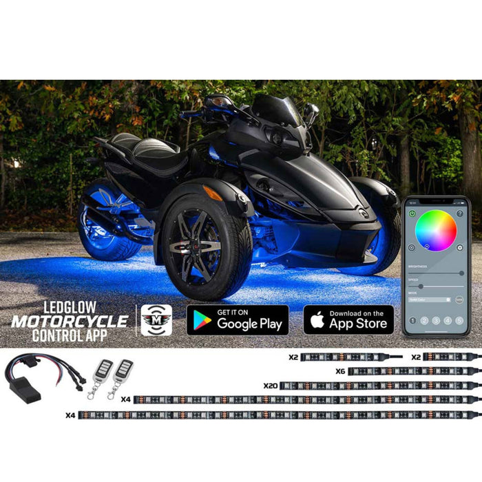 LEDGlow Advanced Million Color Led Lighting Kit For CAN-AM Spyder Bluetooth 38pc