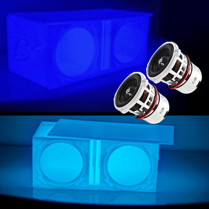 Glow in the Dark Dual Ported Enclosure w/ B2 Audio Rampage RC2 2" Mini Subwoofer