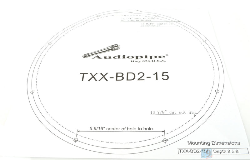 Audiopipe BD 15" Subwoofer 2000W PMPO, 750W RMS Dual 4-Ohm VC TXX-BDC2-15