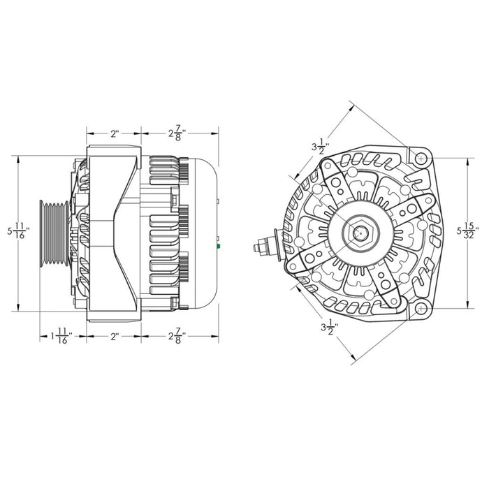 Mechman E-Series 370 Amp Black Billet Alternator For 2014-2020 GM 6.2L Truck