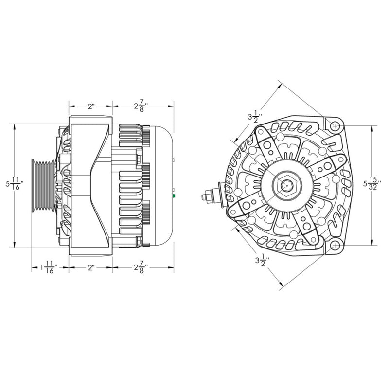 Mechman E-Series 370 Amp Black Billet Alternator For 2014-2020 GM 6.2L Truck