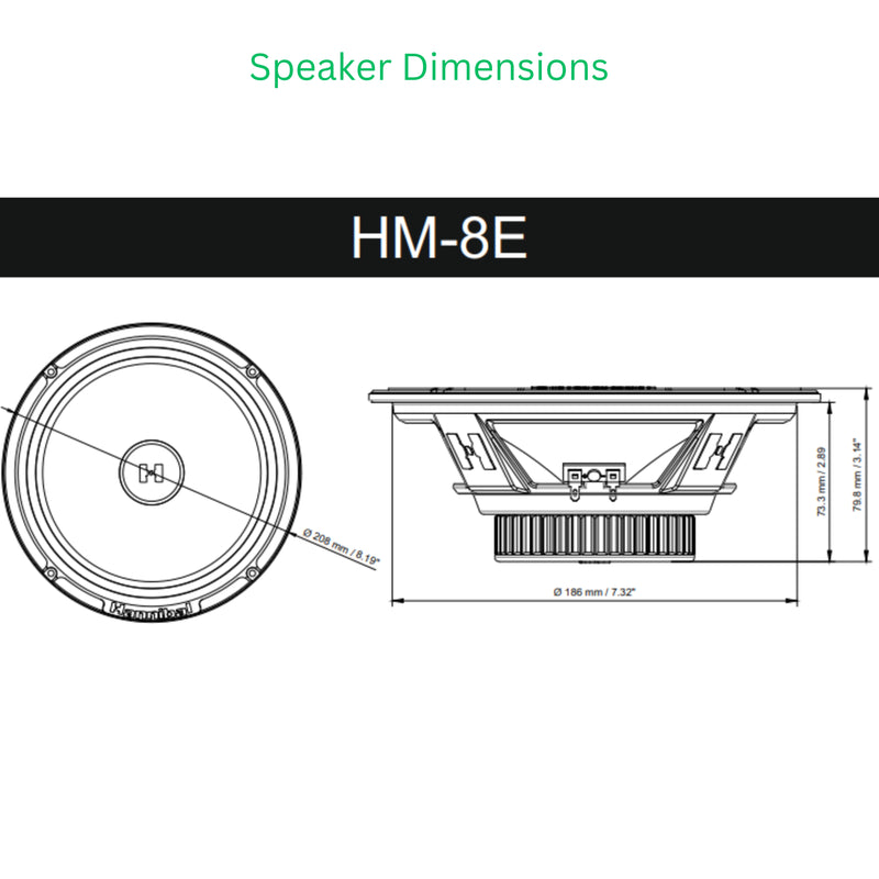 8" 80W RMS 4-Ohm Mid Range Speaker Pair Deaf Bonce Hannibal E Series HM-8E