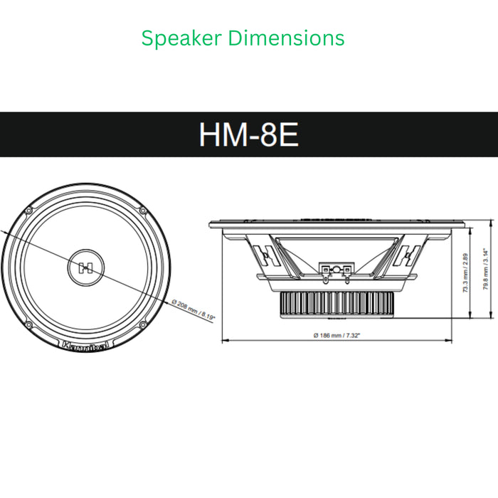 8" 80W RMS 4-Ohm Mid Range Speaker Pair Deaf Bonce Hannibal E Series HM-8E