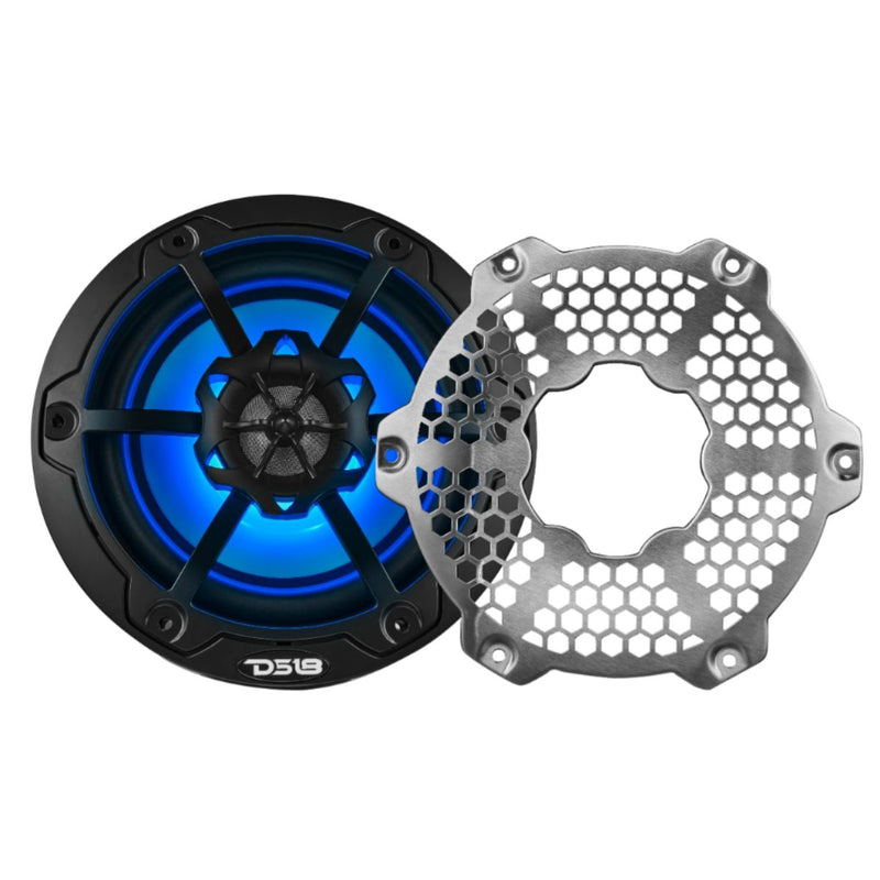 Pair of DS18 HYDRO Black 6.5" 600W 4 Ohm 2-Way Marine Speakers RGB NXL-6M
