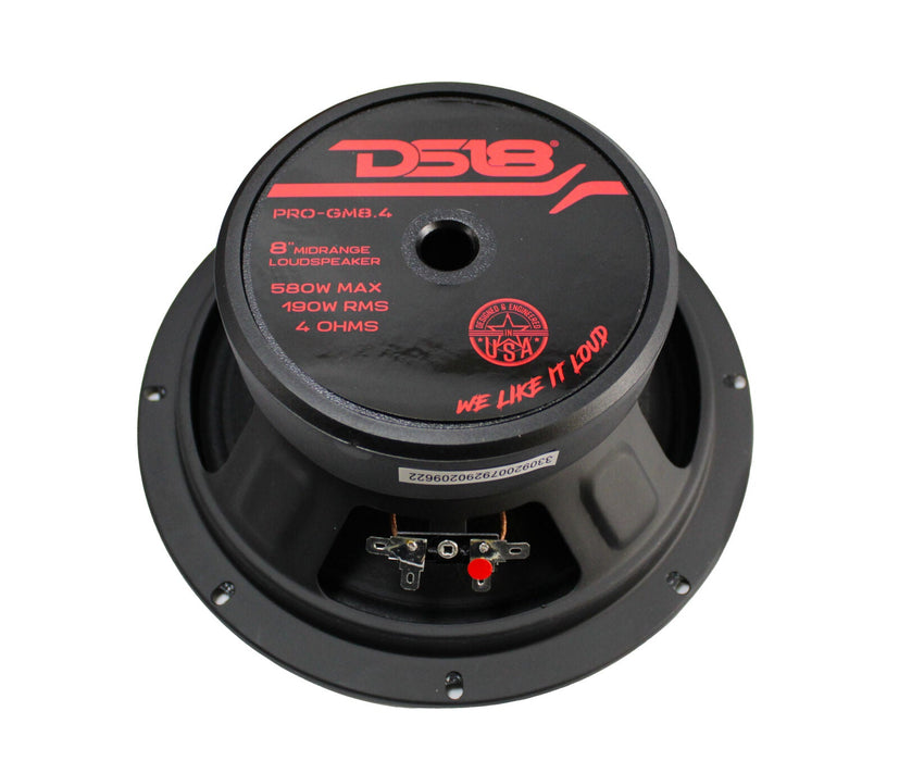 DS18 PRO-GM8.4PK2 8" 1400W 4 Ohm Midrange Loudspeaker & Bullet Tweeter Package