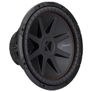 KICKER 15" CompVR sub with 1400W peak, 2 Ohm DVC, and SoloKon cone. Clean, deep bass in sealed or ported boxes. Powerful, reliable sound. Subwoofer Close Up