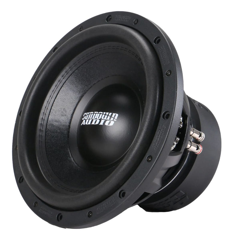 Sundown Audio SA-Series v.3 15 inch dual 4 ohm subwoofer rated at 1500 watts RMS. Designed for sealed or ported enclosures with deep, powerful bass. Subwoofer Side Front View
