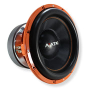 15" Dual 1-Ohm Car Audio Subwoofer 7600 watts, Avatar Volcano Orange SVL-1547-D1 front side angle view