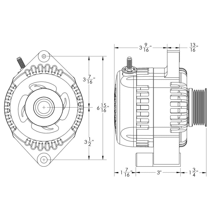 Mechman S-Series Polished 170 Amp Alternator For 1965-1985 Early Ford 1 Wire