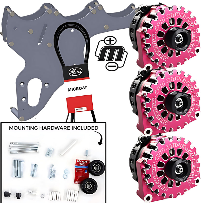 Mechman D305PI Triple Bracket Pink Alternator Kit 05-13 GM Truck/SUV LS-engine