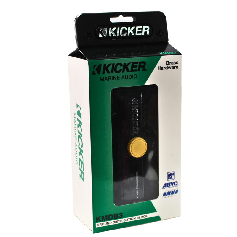 Kicker Marine Grade ABYC Compliant 3-Way Ground Distribution Block