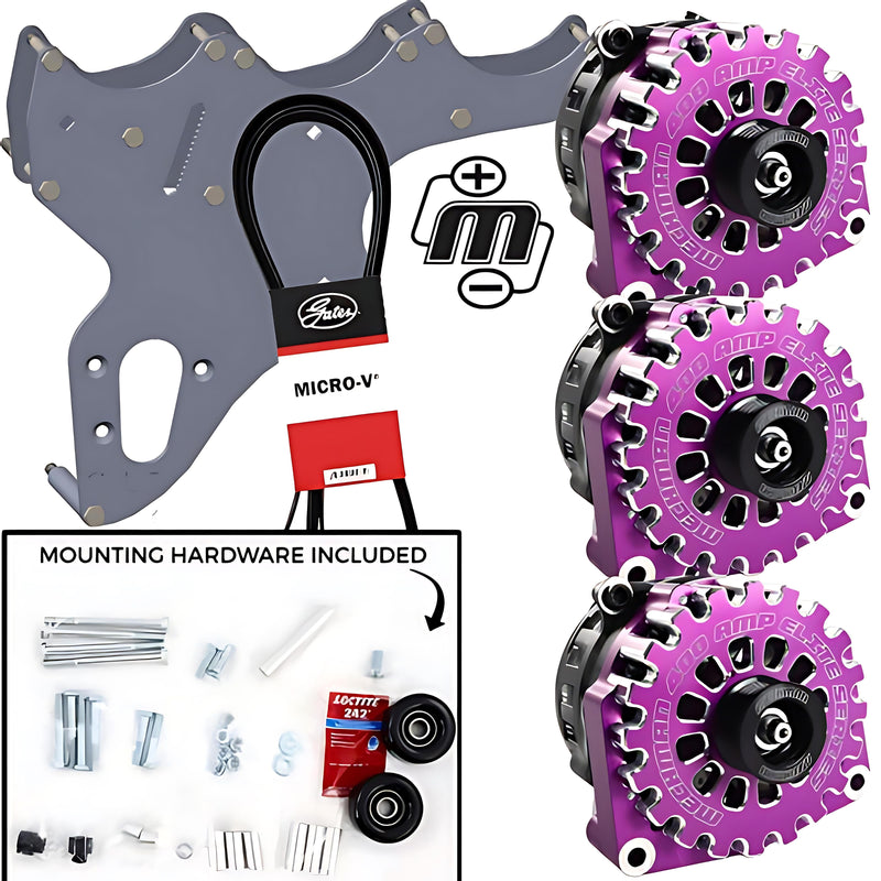 Mechman D301PU Triple Bracket Purple Alternator Kit 99-04 GM Truck/SUV LS-engine