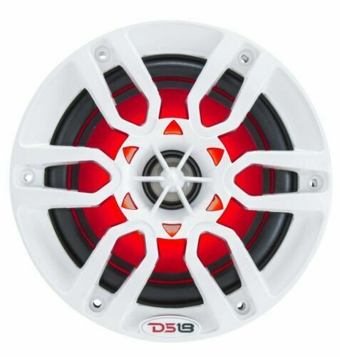 DS18 8" 125W 4 Ohm Power Sport Marine Speakers RGB LED Hydro 1 PAIR White NXL8